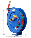 Heavy Duty Welding Hose Reel With Retractable Arm 1/4 Inch By Fifty Feet Twin Oxygen And Acetylene Rubber Hoses Industrial Grade 200 PSI Max