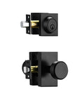 Black Exterior Door Knob Set With Deadbolt, Built To Last Heavy Duty Entry Lock For Front Or Back Doors, includes 3 brass keys