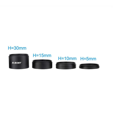Extension Tube Kit For Cameras And Eyepieces With 5mm 10mm 15mm 30mm Spacers M48x0.75 On Both Sides, set of four spacers