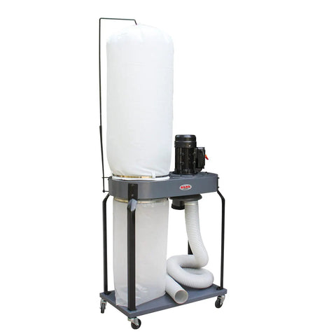 Heavy Duty Woodworking Dust Collector With 1350W Motor And 5650 CFM Airflow portable unit with large collection bags and hose for garage use.