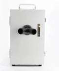 Heavy Duty 550W Dental Lab Dust Extractor With Digital Control Panel And Twin Impeller Pump front view showing twin pipe and controls.