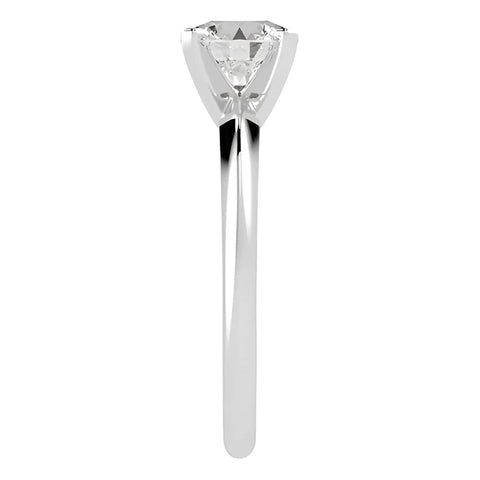 Lab Grown Diamond Engagement Ring Round Cut Solitaire In 14K White Gold, D Color, VS1 VS2 Clarity, 3 Carat, 4 Prong Setting, Eco Friendly Sparkle With Major Shine That Lasts a Lifetime side view