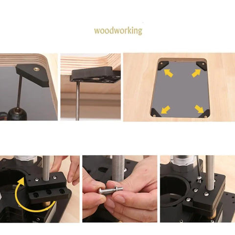 Rock Solid Heavy Duty Router Lift With Aluminum Table Insert Plate For Woodworking Shops showing setup details and components.