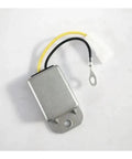 Voltage Rectifier For AL 50 Regulator On Street Bike High Efficiency Regulator And Rectifier Combo Low Heat Durable Scratch Resistant Module Easy Install Keeps Electrical System Stable And Powering Your Ride - silver module with yellow and black wires on white background