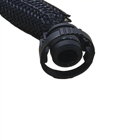 Gotta Fix That Rattle And Restore Engine Power With This Premium Crankcase Vent Hose Pipe Kit Designed For BMW Models Like E46 5 Series, 3 Series, X5 And Z3 Plus Exact Fitment And Durability You Can Count On. black braided crankcase vent hose end with plastic connector for BMW