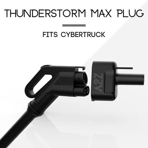 Heavy Duty CCs1 To Nacs Adapter Crafted For Tesla Cybertruck detailed view of Thunderstorm Max plug for DC fast station use.