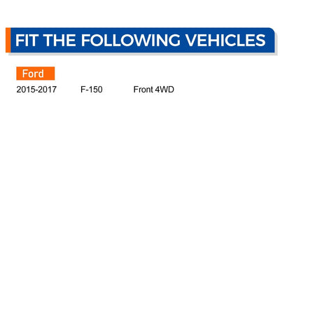 Chart showing compatibility for Front Wheel Hub And Bearing Assembly For 2015-2017 Ford F-150 4WD With ABS, 6-Lug