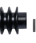 Heavy Duty 20mm Bore Double V Belt Pulley For A Type Belts, black with three grooves and shaft guiding pin, fits Honda engines.