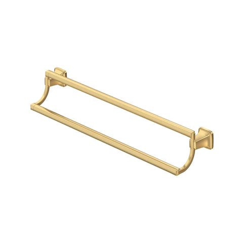 Brushed nickel towel bar with double rods in brass, showcasing Townsend 24 Inch Double Towel Bar In Brushed Nickel Built From Durable Brass.