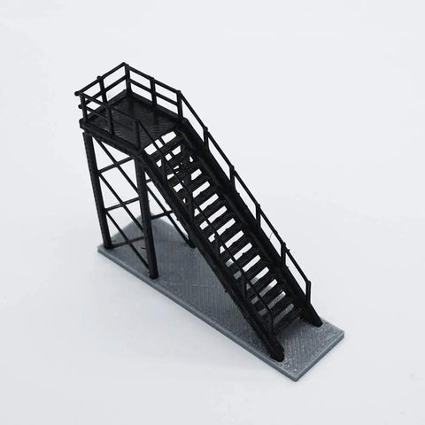 Premium 3D Printed HO And OO Scale Train Locomotive Maintenance Platform With Authentic Workshop Props And Detailed Repair Stand Gear, detailed stairway model.