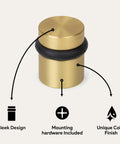 Floor Door Stopper With Mounting Hardware Included Satin Brass 1.5 Inch Wall Protector Prevents Door Knob Contact And Wall Damage