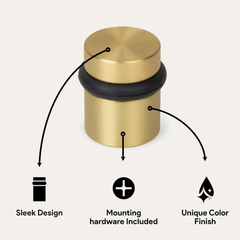 Floor Door Stopper With Mounting Hardware Included Satin Brass 1.5 Inch Wall Protector Prevents Door Knob Contact And Wall Damage