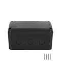 Outdoor IP66 Weatherproof Junction Box Enclosure For Electronics In Black Tough As Nails Rugged PVC And ABS Plastic Dustproof And Water Resistant Project Box Impact Resistant 7.1 By 4.5 By 4 Inches 50 Pieces front view with screws