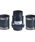 Hydro Master 2-inch plastic sump pump check valve with stainless steel clamps, 3-piece set.
