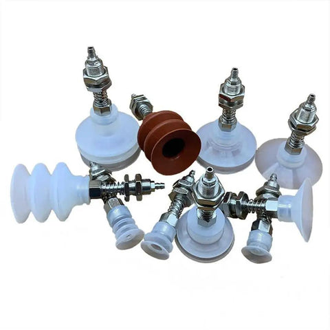 Pro-Grade Heavy-Duty Vacuum Suction Arm Accessory with various 25mm suction cups and metal adapters for glass, metal, plastic packaging.
