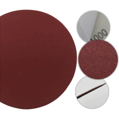 Premium Flocking Sandpaper Discs 5 Inches Hook Loop PSA For Polishing Grits 40 To 2000 With Durable Alumina Coating showing detailed textures.