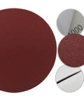 Grab These Sweet 100-Pc Flocking Sandpaper Discs With Hook Loop Backing To Crush Polish And Grind Jobs Using Durable Alumina Grits From Coarse to Fine, featuring 5 inch red discs.