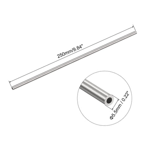 Industrial Grade 304 Stainless Steel Capillary Tube 5.5mm Outer Diameter 1.0mm Wall 250mm Length shown with dimensions