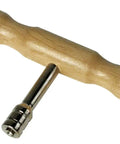 Ergonomic T-Shaped Tuning Wrench For Autoharp Zither And Hammered Dulcimer That Fits Three Sixteenths Inch Hitch Pins, Beech Handle, Nickel-Plated Shaft