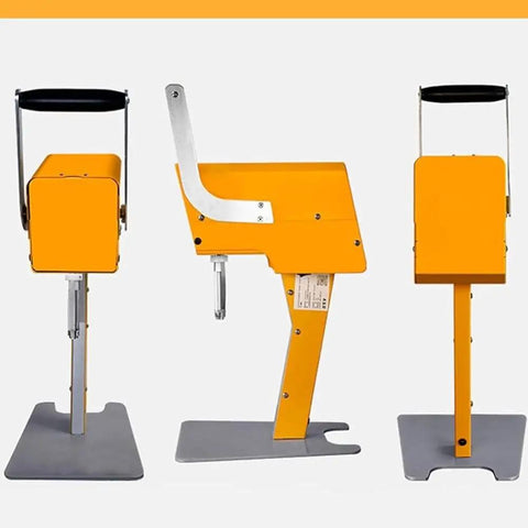 Effortless Whole Fruit Citrus Juicer Press Featuring Smart 3 Leaf Tech, yellow metal design, countertop electric squeezer, no precut needed.