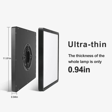 Ultra-thin design of Two Pack 12 Inch 24W Flush Mount LED Ceiling Light Square Black 5000K Daylight, 3200 Lumens