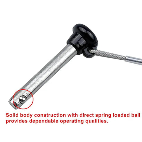 Close-up of Boat Bimini Top Pins 3/16 Inch Stainless Steel Quick Release Pull Pins With Nylon Head And Lanyard For Ball Socket Deck Hinges