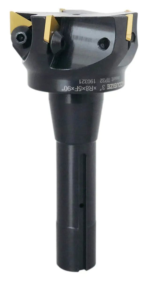 3 Inch Carbide Indexable End Mill With R8 Shank And 5 Flute TPG322 Inserts Ready To Roll For No Fuss Quick Cut Setup Positive Rake 90 Degree Right Hand Cut For Fast Metal Removal