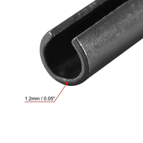 Close-up view of a Slotted Spring Pin Kit 6mm By 50mm Plain Finish 65Mn Tension Pins Set Of 20 with 1.2mm wall thickness