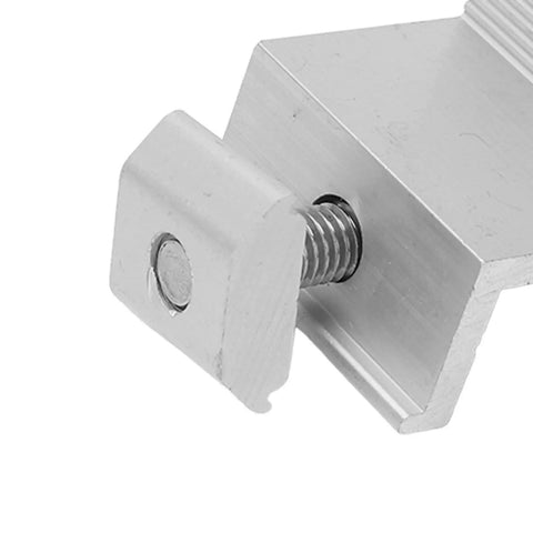Close-up of Heavy Duty Solar Panel Clamp Kit Includes Ten Piece Anodized Aluminum Z Bracket for secure mounting.