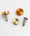 Orange License Plate Frame Screw Caps Set Of 4 With Stainless Screws And Washers For All Weather, Durable Alloy Chrome Caps