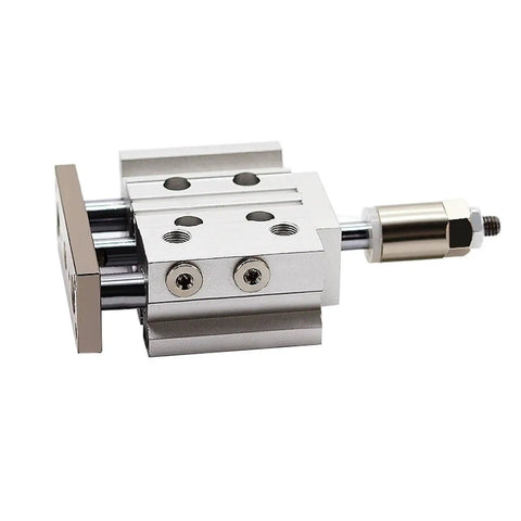 One Piece Adjustable Stroke Pneumatic Air Cylinder With Compact Guide Rod And Straight Shooting Three Axis Actuator, silver metal, compact design