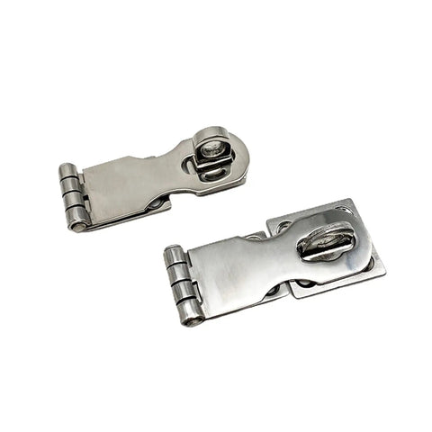 Marine Grade Stainless Steel Door Hasp Locking With Turning Eye Mount For Boats And Cabins, Heavy Duty And Corrosion Resistant Deck Hardware, Quick Install, Dockside Ready Boat Security Locking Hasp, two stainless steel hasps