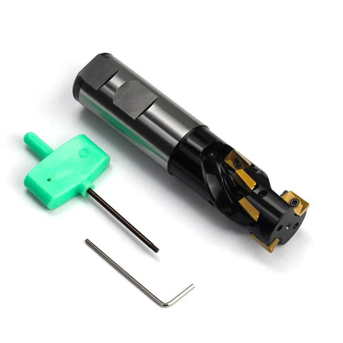 Heavy Duty 1 Inch Shank Indexable End Mill For Rugged Milling, 1 Inch Cutting Diameter, TiN Coated Carbide Inserts with tools