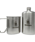 Stainless Steel Nesting Cup And M34 Scout Canteen Set For Camping And Hiking, Durable 304 Single Wall Gear on white background