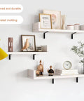 Legit Heavy Duty L Shape Shelf Brackets, Thickened Steel Wall Mount Corner Supports With Hidden Floating Design, Matte Black Hardware Kit For Home Office Shelving Unit, Holds Up To 143 Pounds Per Pair mounted on white shelves with decor.