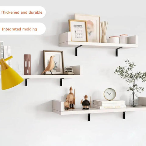 Legit Heavy Duty L Shape Shelf Brackets, Thickened Steel Wall Mount Corner Supports With Hidden Floating Design, Matte Black Hardware Kit For Home Office Shelving Unit, Holds Up To 143 Pounds Per Pair mounted on white shelves with decor.