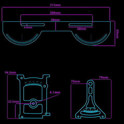 Diagram of All In One 1 Tenth Scale RC On Road Alignment Tool With Camber Toe And Slip Angle Gauges Aluminum Suspension Tuning Setup.