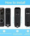 Installation guide for Black Doorbell Back Plate Replacement For Video Doorbell Mounting Systems Kit steps 1 to 3
