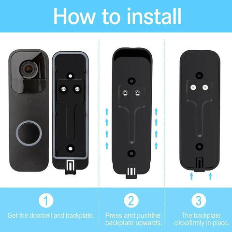Installation guide for Black Doorbell Back Plate Replacement For Video Doorbell Mounting Systems Kit steps 1 to 3