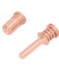 Solid Prime Kit For Plasma Cutter With 5 Brass Nozzles And Electrodes Fit PMX 30AIR Torch Replacement Parts showing two brass nozzles.
