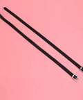 Double Layer Leather Spur Straps With Stainless Steel Buckle For Equestrian Riding Accessories 50cm Black