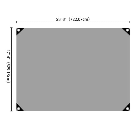 Dimensions and corner details of 18x24 Foot Heavy Duty Waterproof Tarp Tarpaulin 10 Mil With Eyelets And Reinforced Edges Reversible Shade