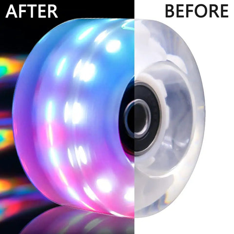 8 Pack Light Up Roller Skate Wheels With Preinstalled Bearings For Double Row Skating And Skateboards 32mm X 58mm 82A Polyurethane