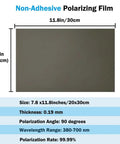 3 Pack Polarizing Film Sheets 7.8 By 11.8 Inches 20 By 30 Cm Non-Adhesive Polarizer with size and specifications chart