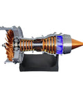 Turbofan Aircraft Engine Model Kit With Red LED Light Working Jet Engine For DIY Builders 50 Plus Piece Collectible STEM Educational Display For Aviation Nerds, cutaway side view, ABS