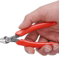 Person holding 107F1 Electronic Diagonal Pliers With High Carbon Steel Cutting Nippers Ergonomic Handle Portable Hand Tool close-up.