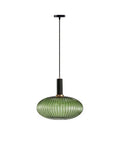 Go To Industrial Pendant Light With Dreamy Striped Glass Shade And Black Canopy For Kitchen Island Farmhouse Style Adjustable Height Cable Hanging Fixture Large Green with view of green striped glass shade.