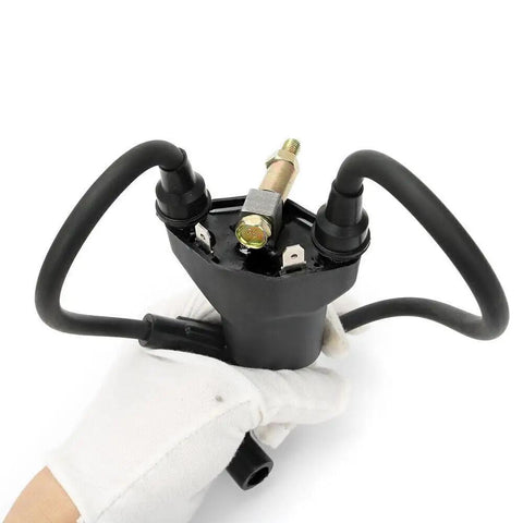 Person holding Dual Ignition Coil For 4 Cycle Gas Golf Carts 1991 To 2002 OE Pattern Replacement 26652 G01 EPIGC103
