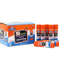 Disappearing Purple School Glue Sticks 7 Grams, 30 Count Pack For Classrooms with orange caps and packaging