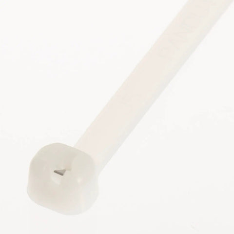 Miniature Cable Tie With Metal Barb Nylon 6.6 14.2 Inch Length Natural Dome Top Head detail view